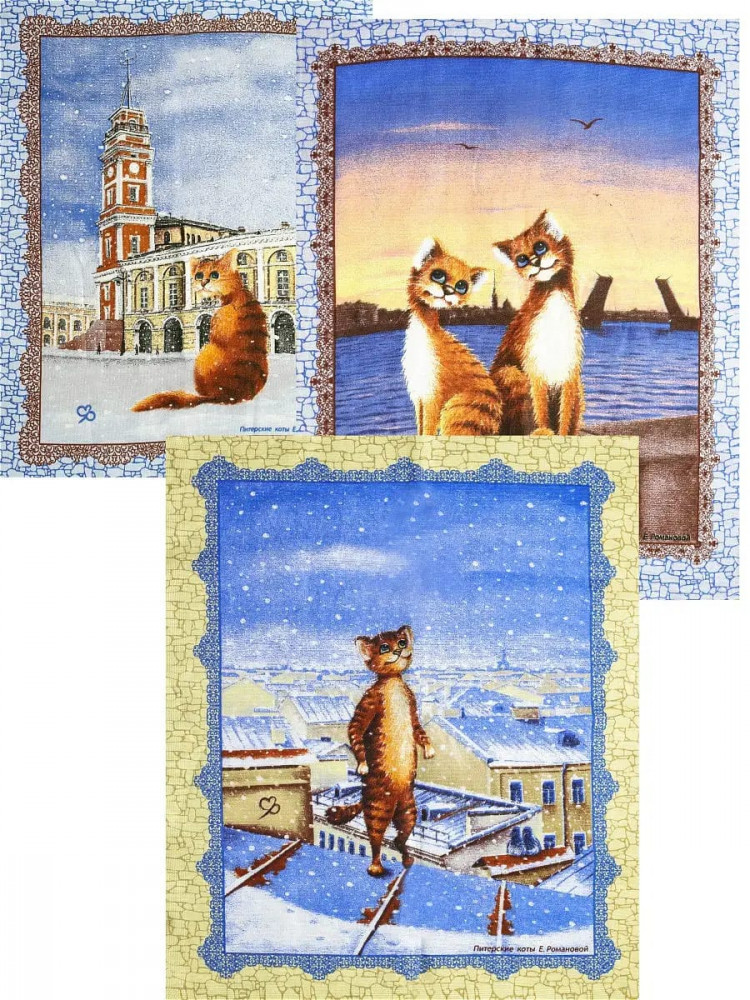 Набор полотенец кухонных «Питерские коты» | Alice Textile