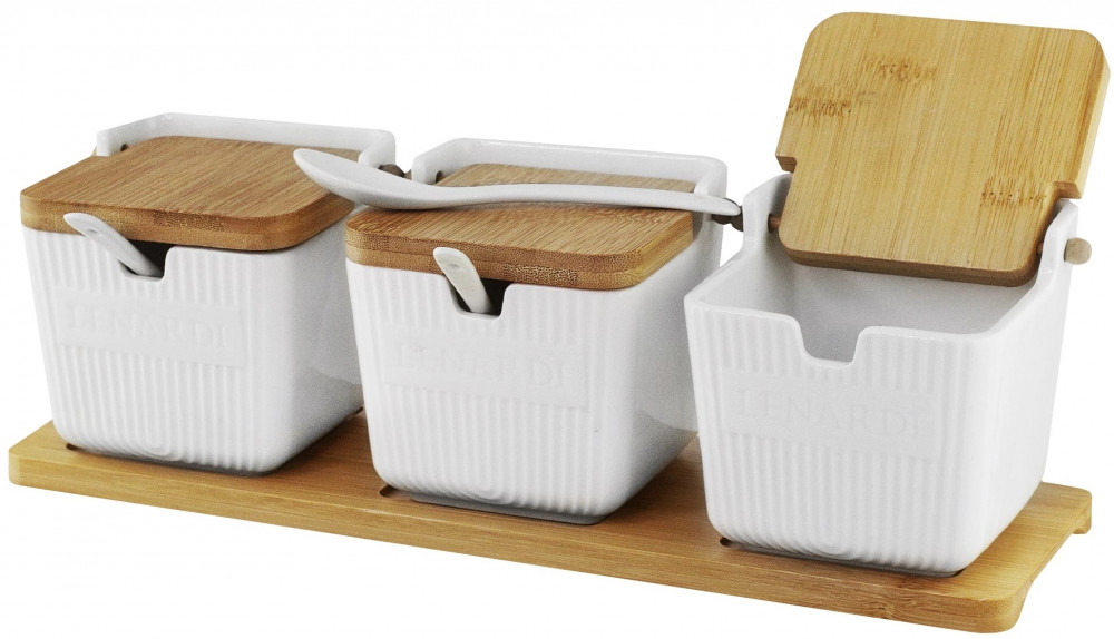 Набор банок для специй с ложками на подставке «Bamboo» | Bamboo | Lenardi