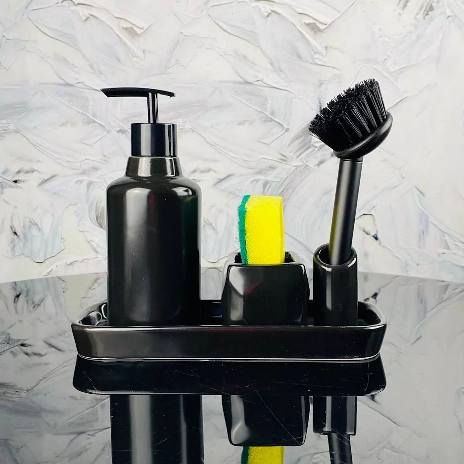 Набор кухонный с диспенсером, щеткой и губкой на подставке | Lenardi