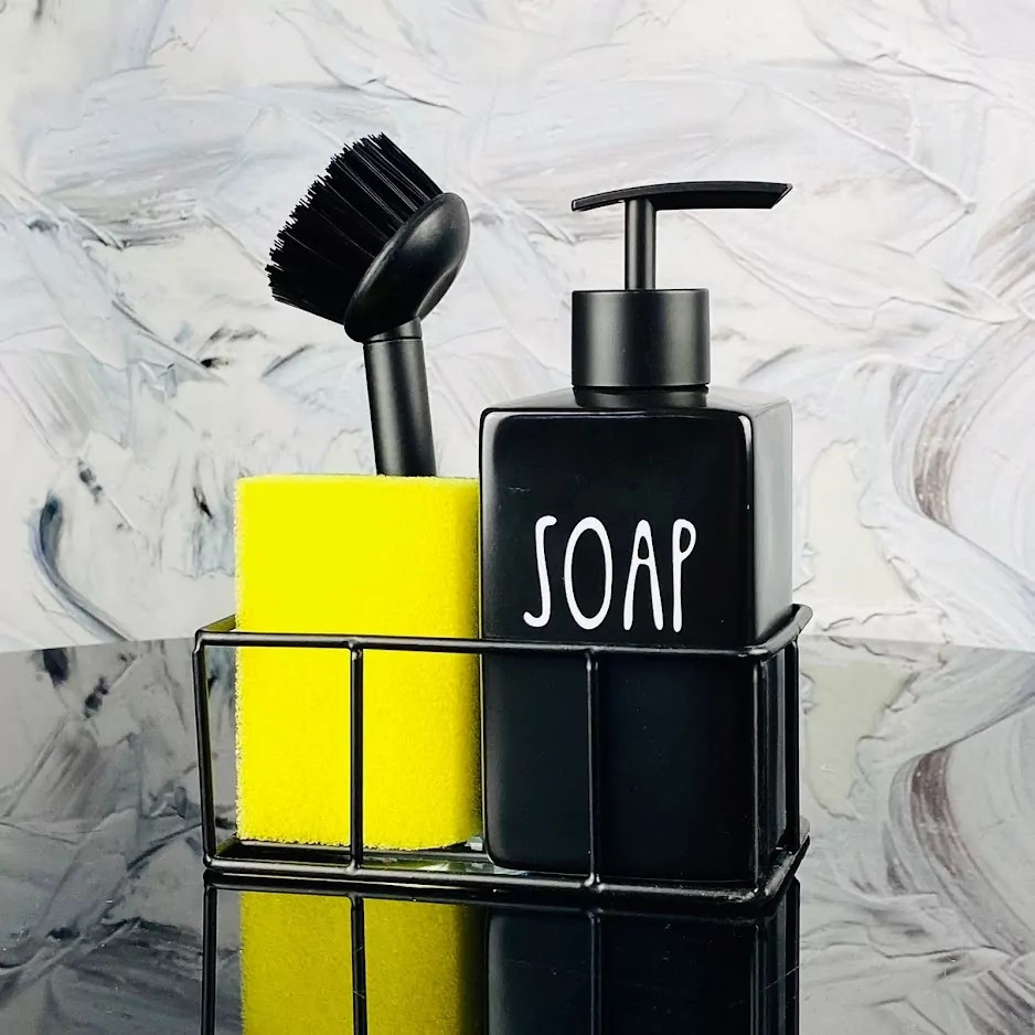 Набор кухонный с диспенсером, щеткой и губкой на подставке | Lenardi