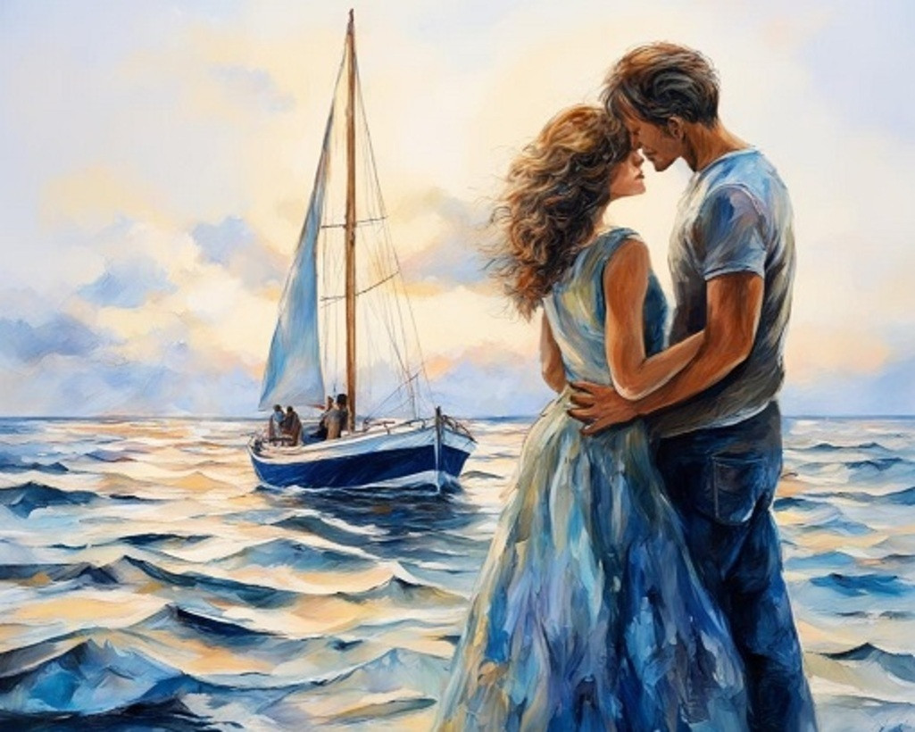 Картина по номерам «Влюбленные у моря» | Арт Фея