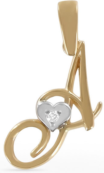 Подвеска с буквой из золота с цирконом | Алтын