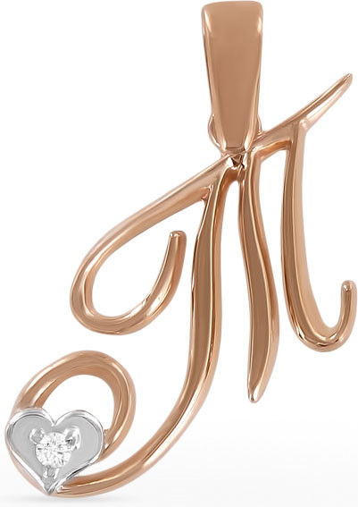 Подвеска с буквой из золота с цирконом | Алтын