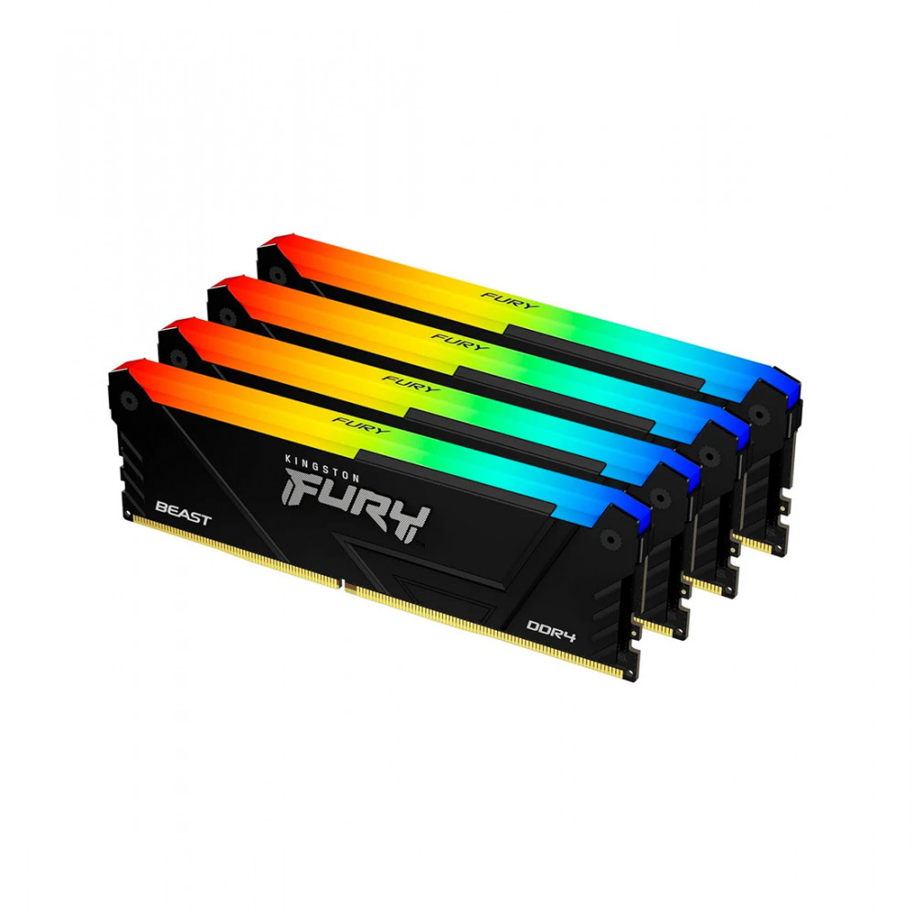 Комплект модулей памяти FURY Beast RGB KF436C18BB2AK4/128 DDR4 128GB (Kit 4x32GB) 3600MHz | Kingston Technology