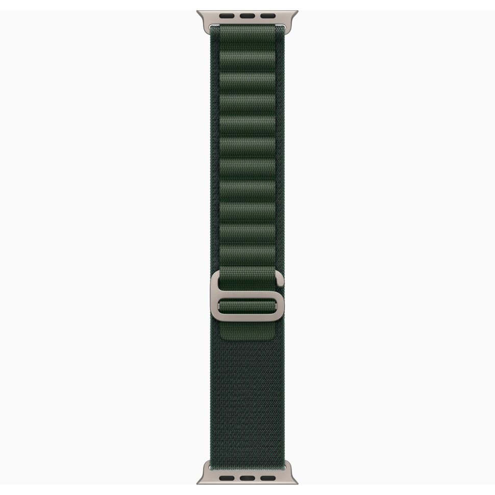 Ремешок для Apple Watch 49mm Dark Green Alpine Loop - Medium - Natural Titanium Finish | Apple