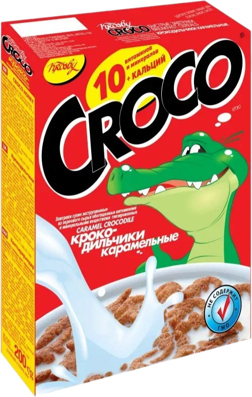 Завтраки готовые витаминизированные глазированные «Croco. Крокодильчики карамельные» | Krosby