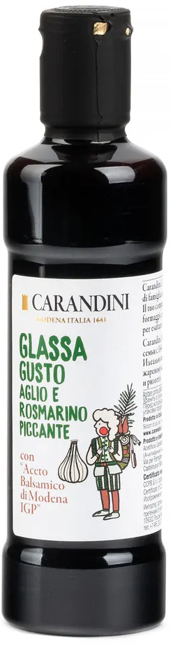 Соус с добавлением бальзамического уксуса Модены с ароматом чеснока и розмарина «Glassa Gusto Aglio E Rosmarino» | Carandini