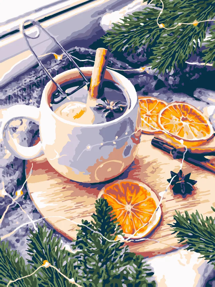 Картина по номерам «Зимний чай» | Lori