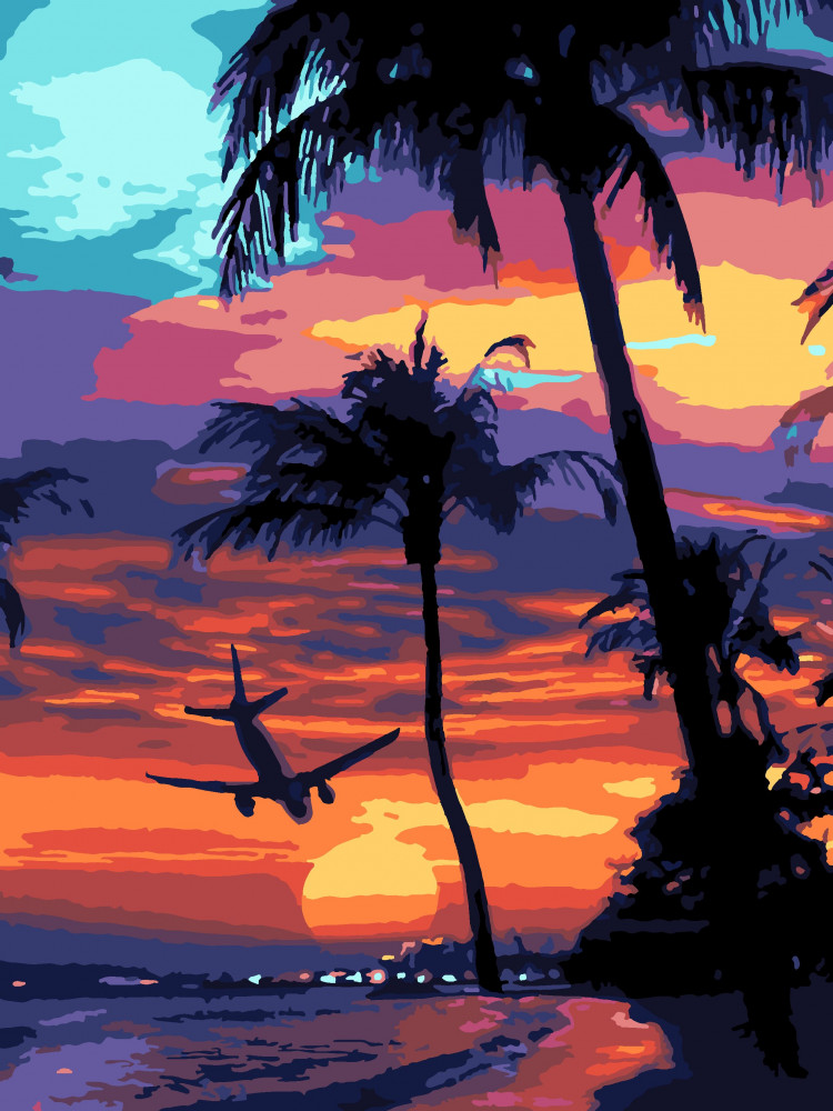 Картина по номерам «Закат в тропиках» | Lori