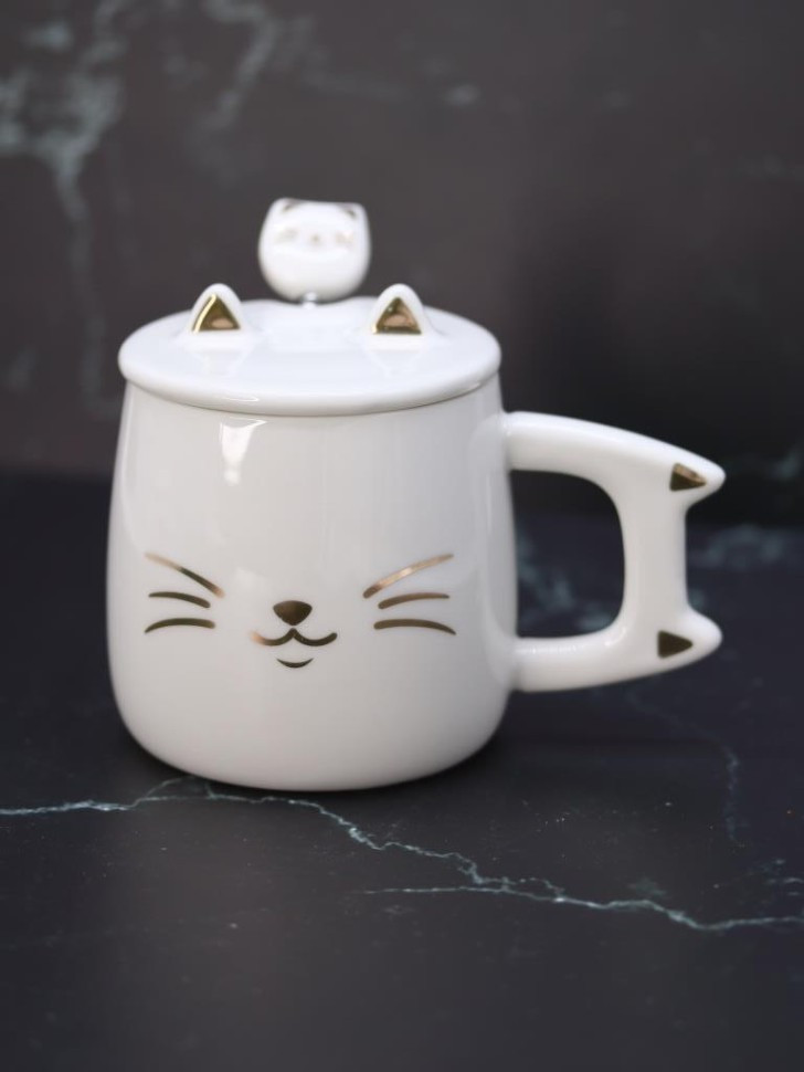 Кружка с крышкой и ложкой «Whiskers» | Toki