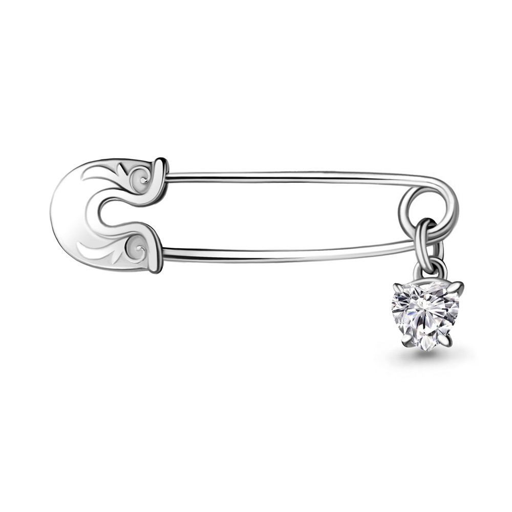 Булавка из серебра с фианитом | Aquamarine