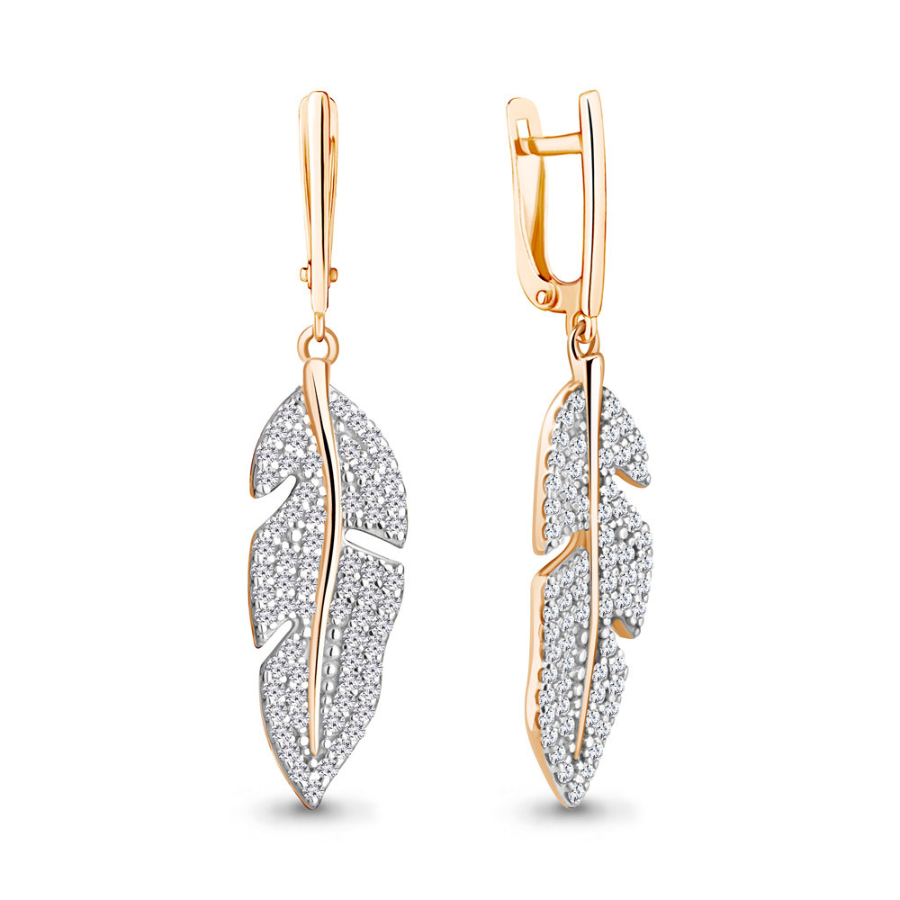 Серьги из золоченого серебра с фианитами | Aquamarine