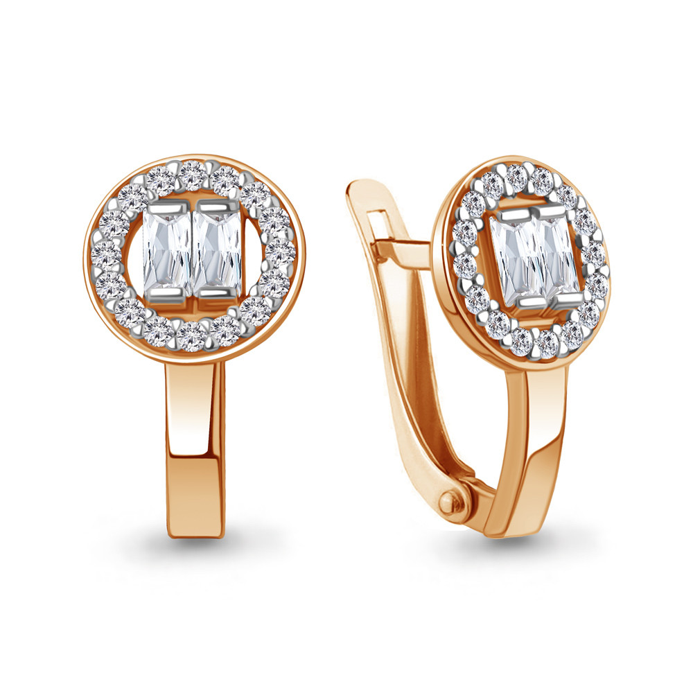 Серьги из золоченого серебра с фианитами | Aquamarine