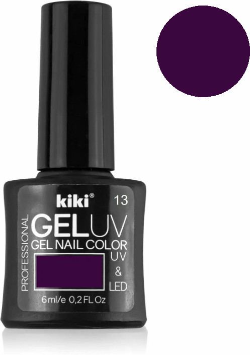 Гель-лак для ногтей «Gel Uv & Led», оттенок 13 Темно-фиолетовый | Kiki