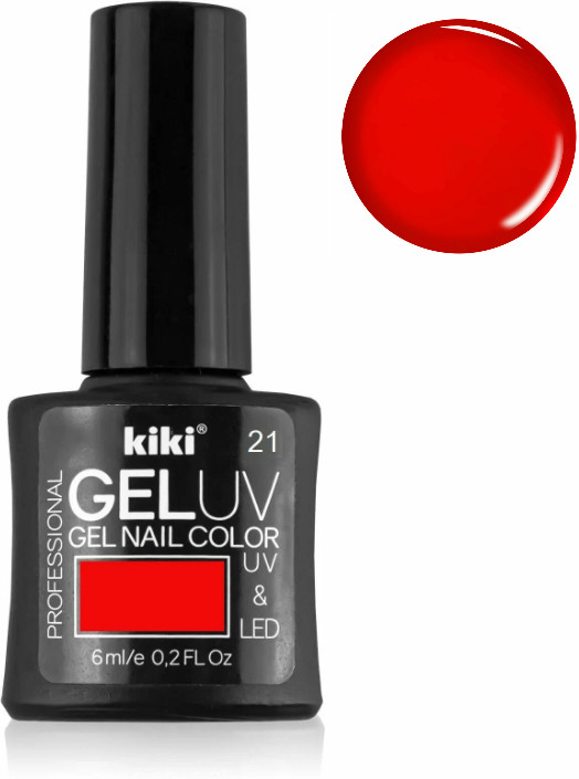 Гель-лак для ногтей «Gel Uv & Led», оттенок 21 Ярко-красный | Kiki