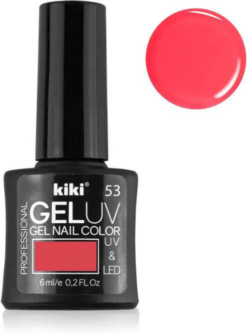 Гель-лак для ногтей «Gel Uv & Led», оттенок 53 Коралловый неон | Kiki