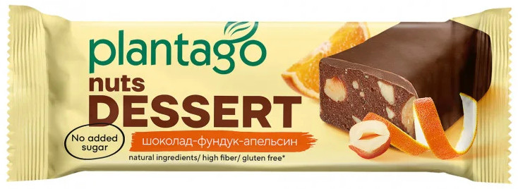 Батончик ореховый «Шоколад, фундук, апельсин» | Nuts Desert | Plantago