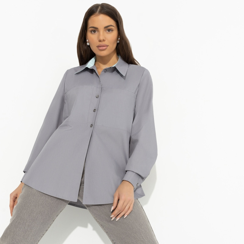 Рубашка свободная с контрастными вставками женская «Говорите обо мне» | Charutti