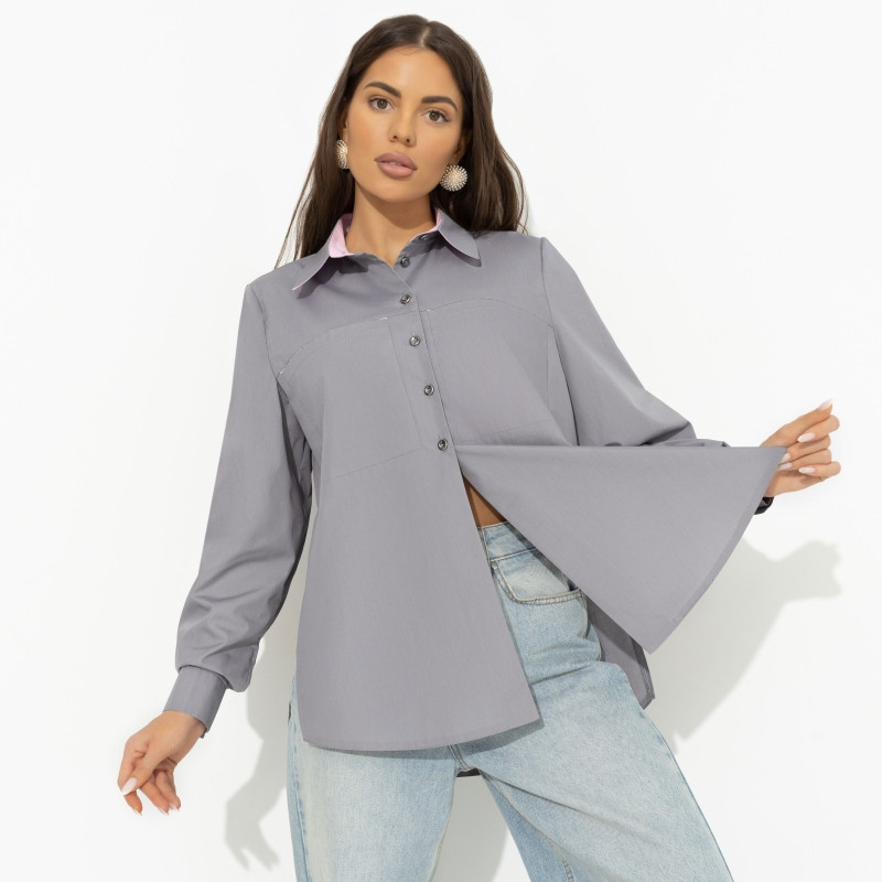 Рубашкас разрезами и контрастными элементами женская «Говорите обо мне» | Charutti