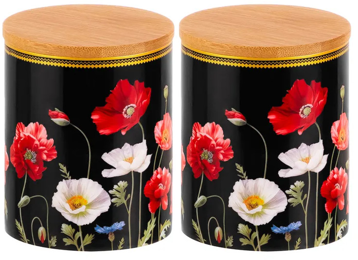 Набор банок для хранения с крышками «Маки на черном» | Маки на черном | Elan Gallery