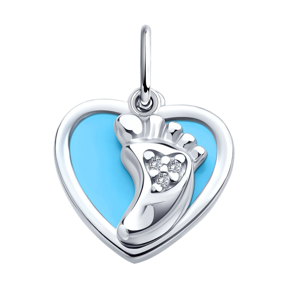 Подвеска из серебра с фианитами и эмалью | Diamant