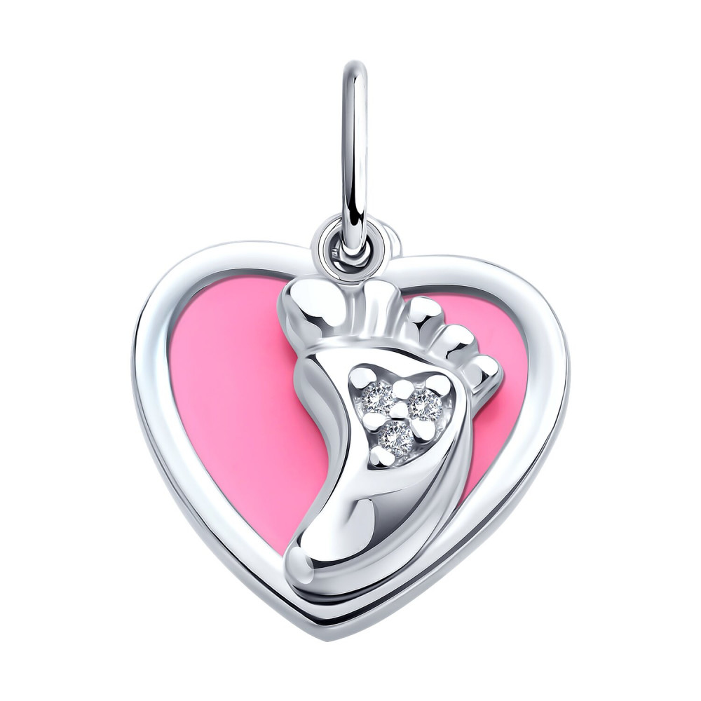 Подвеска из серебра с фианитами и эмалью | Diamant