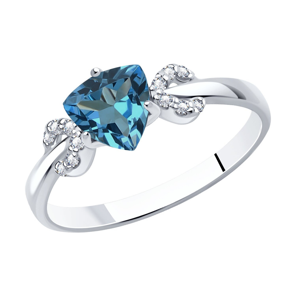 Кольцо из серебра с топазом и фианитами | SOKOLOV