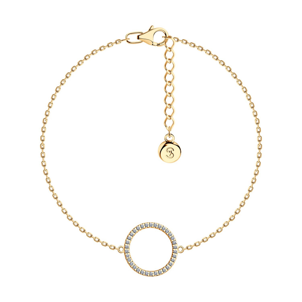 Браслет из золочёного серебра с фианитами | SOKOLOV