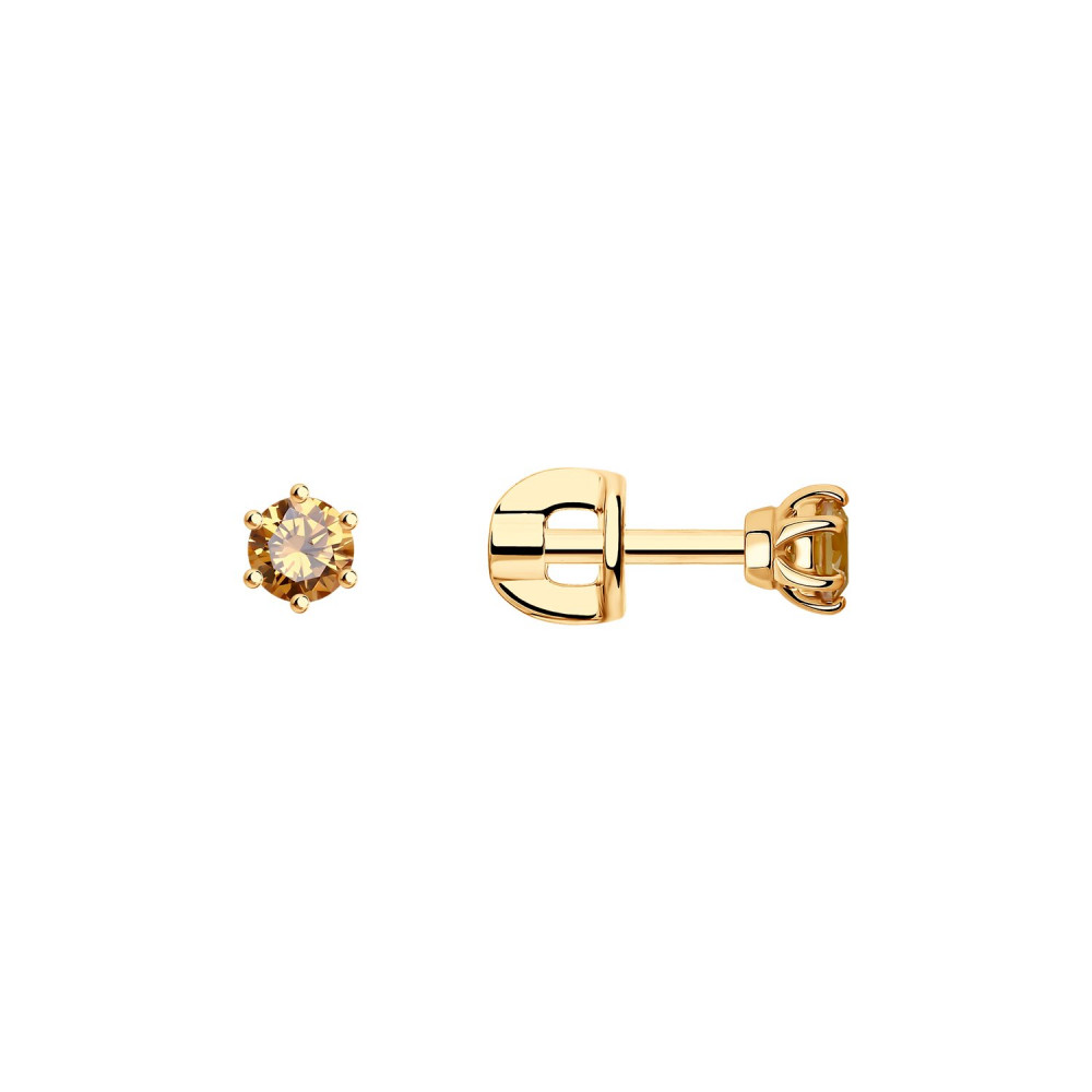 Серьги из золоченого серебра с фианитами | Diamant