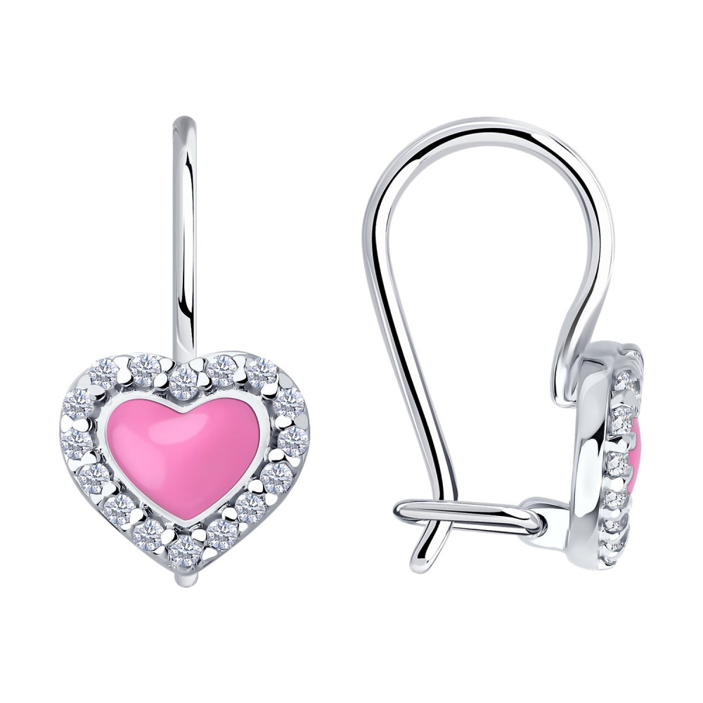 Серьги из серебра с фианитами и эмалью | Diamant