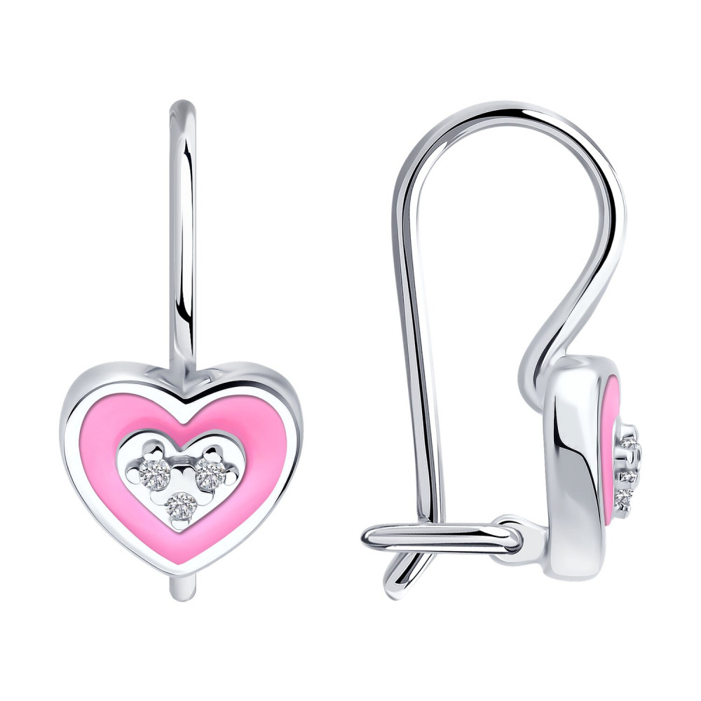 Серьги из серебра с фианитами и эмалью | Diamant