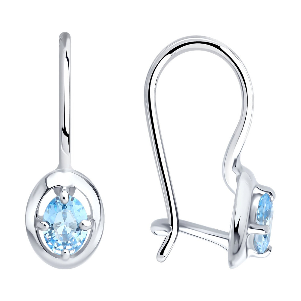 Серьги из серебра с фианитами | Diamant