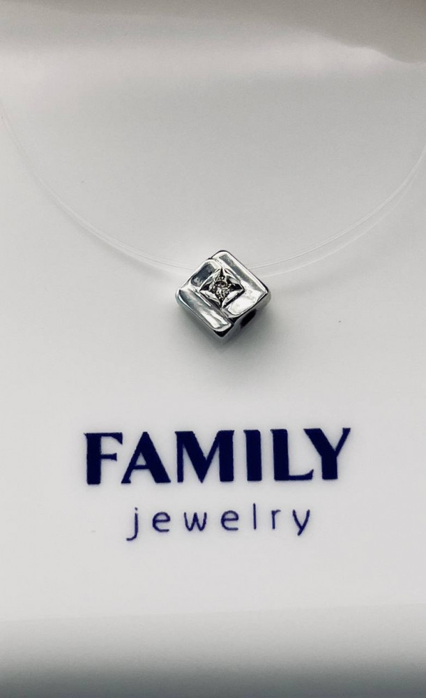 Колье на леске с подвеской из золота с бриллиантом | Family Jewelry
