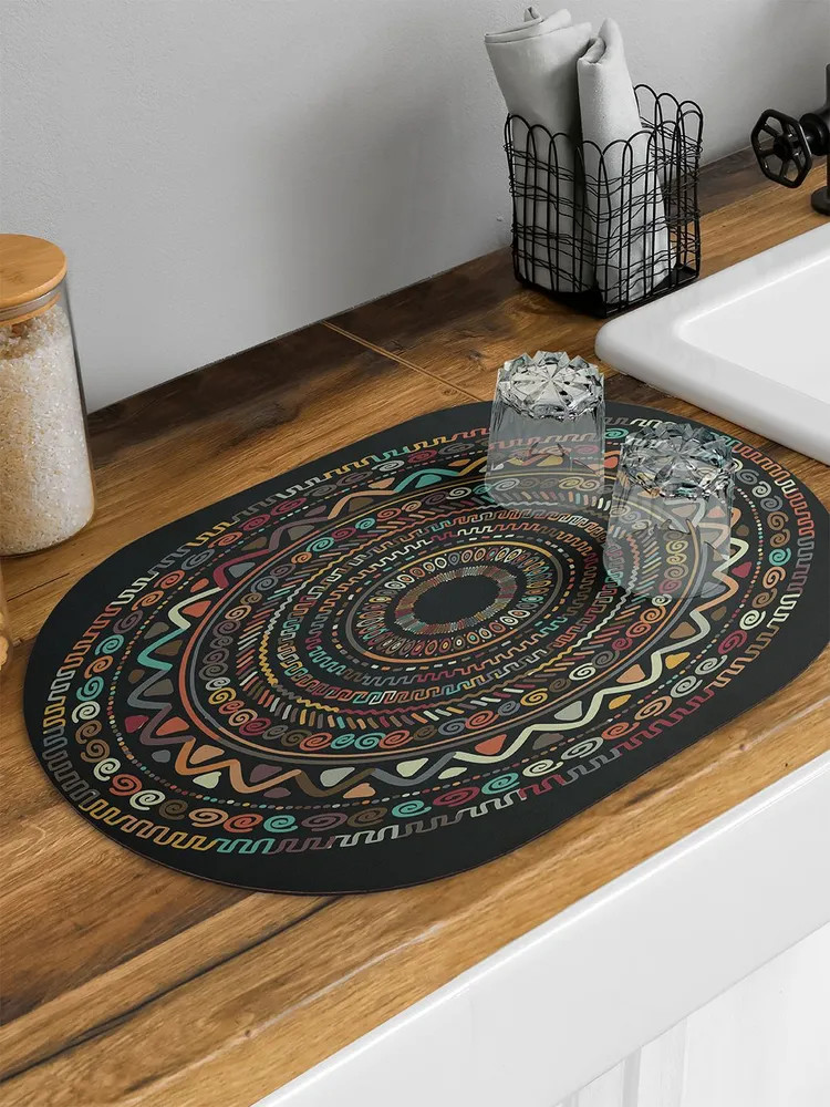 Коврик для сушки посуды впитывающий «Африканские круги» | Африканские круги | JoyArty
