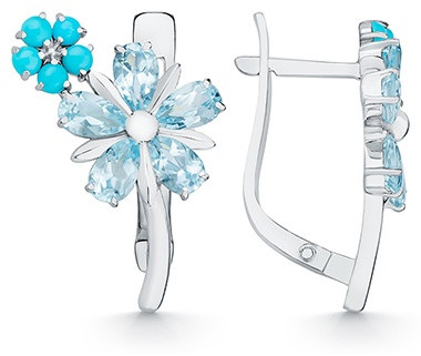 Серьги из серебра с бирюзой и топазом