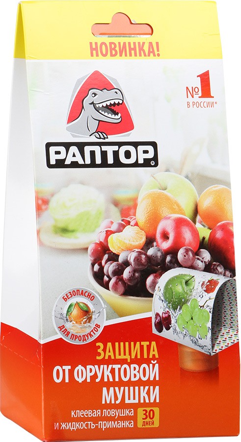 Защита от фруктовой мушки. Клеевая ловушка + жидкость-приманка | Раптор
