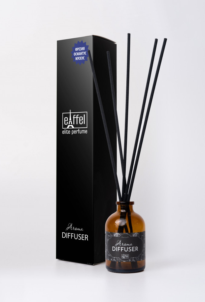 Ароматический диффузор для дома с фибровыми палочками аромат "Фрезия, османтус, мускус", 50 мл | EIFFELAROMA