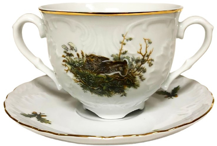 Чашка для бульона с блюдцем «Охота-заяц» | Охота | Rococo