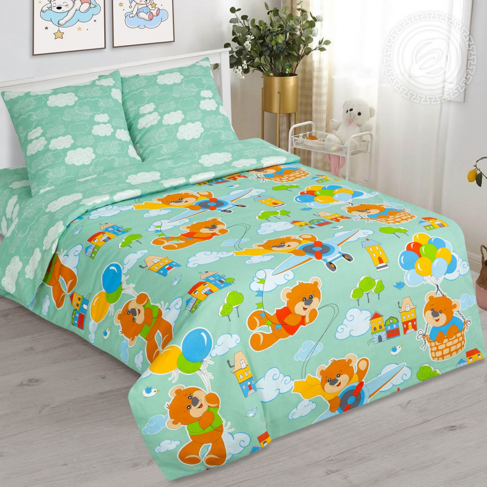 Комплект детского постельного белья «Улётные мишки» | Бязь детская | АртПостель