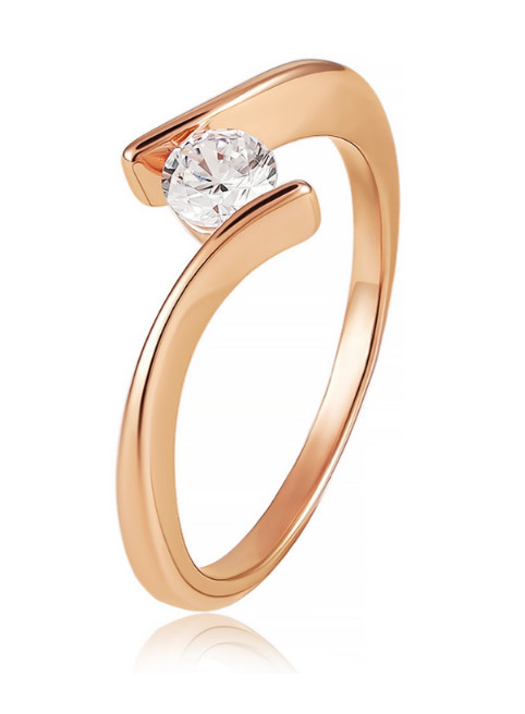 Кольцо из золочёного серебра с фианитом | Lucente Silver