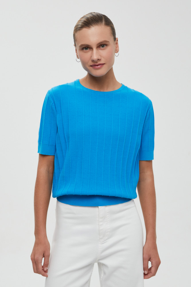 Джемпер женский из хлопка с контрастной отделкой | Finn Flare