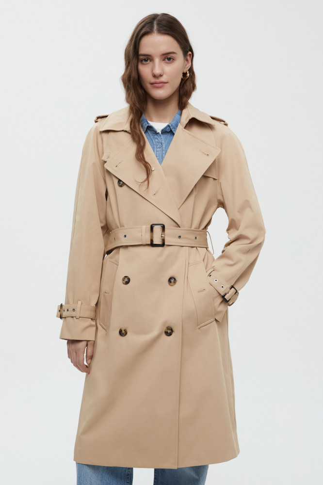 Тренч женский двубортный с рукавом реглан | Finn Flare