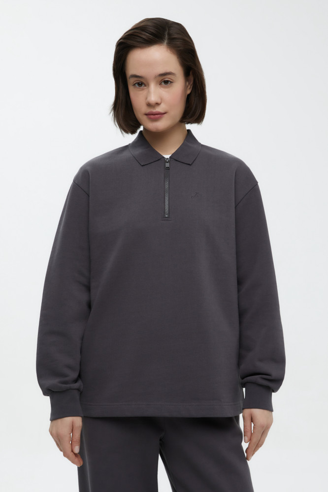 Толстовка женская из хлопка с отложным воротником | Finn Flare