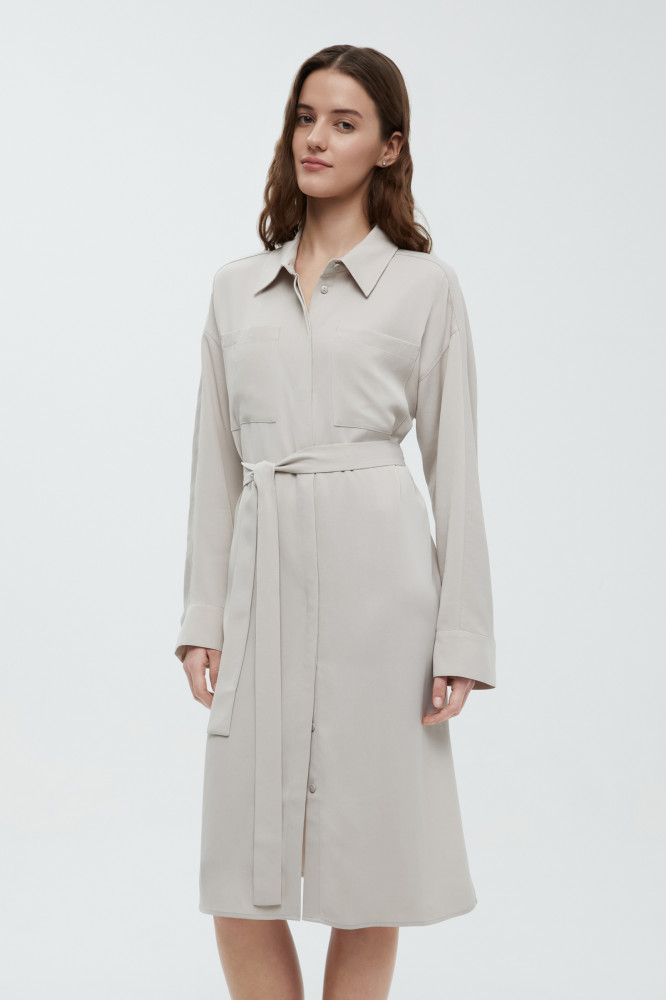 Платье женское с нагрудными карманами и поясом | Finn Flare