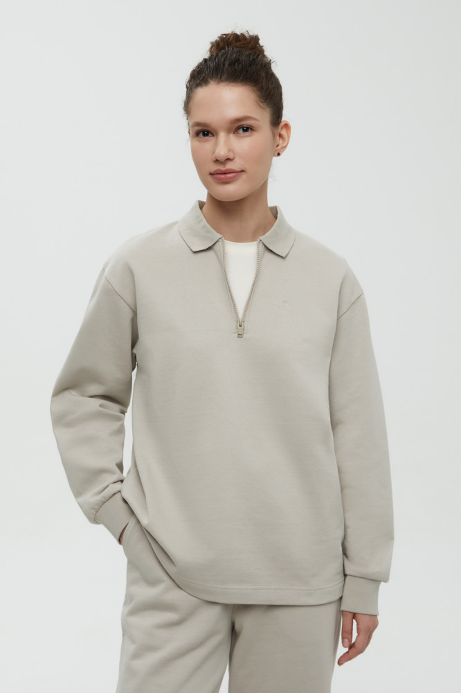 Толстовка женская из хлопка с отложным воротником | Finn Flare