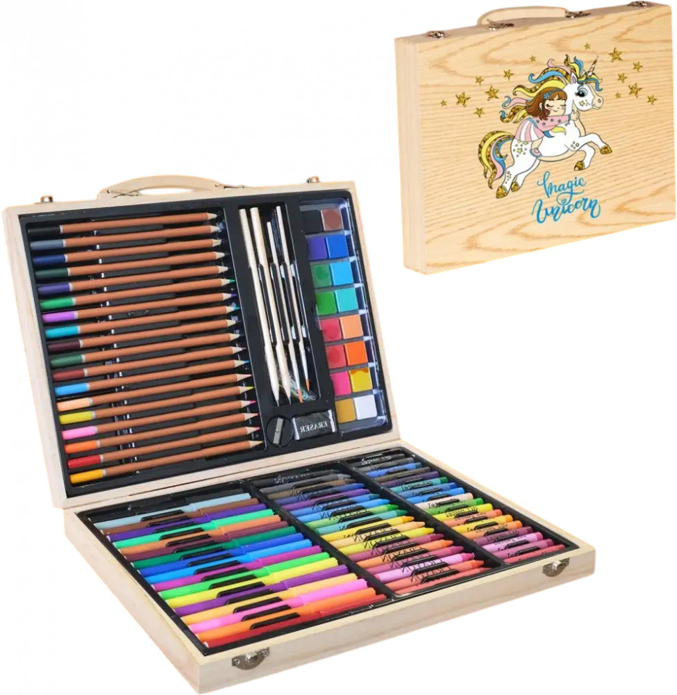 Набор для рисования в деревянном чемодане «Волшебный единорог» | Skytiger