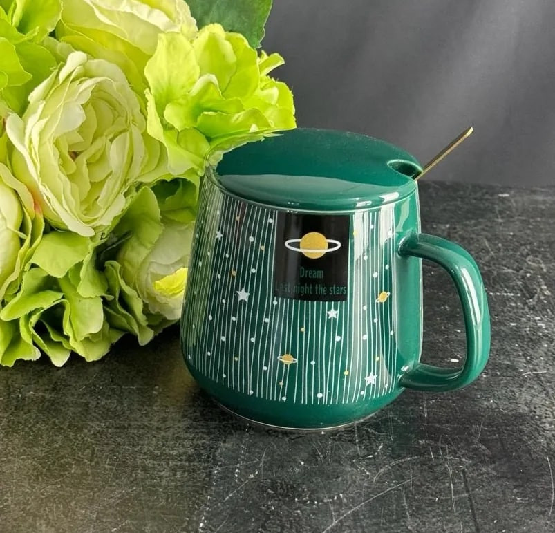 Кружка с крышкой и ложкой | Lenardi