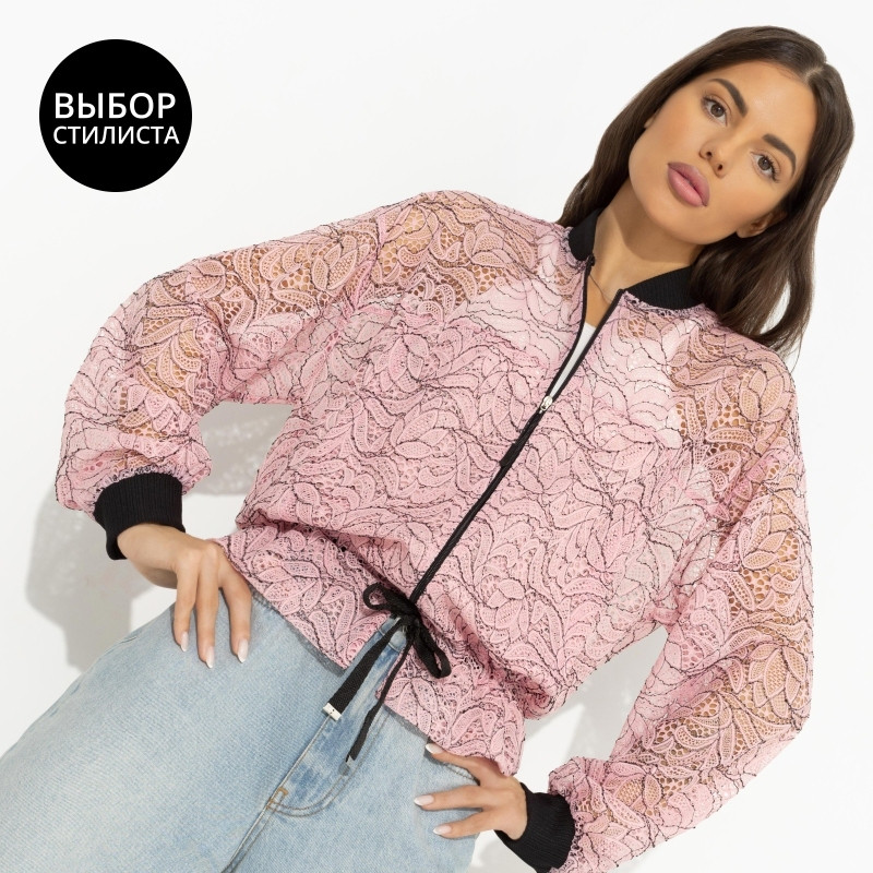 Бомбер женский кружевной Эпичный шик (розовый пион) | Charutti