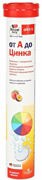 Таблетки шипучие со вкусом персика и маракуйи «От А до Цинка» | Aktiv | Doppelherz
