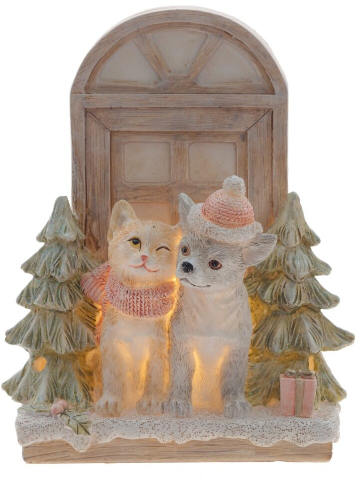 Фигурка декоративная с подсветкой «Кошечка и песик» | Remeco club